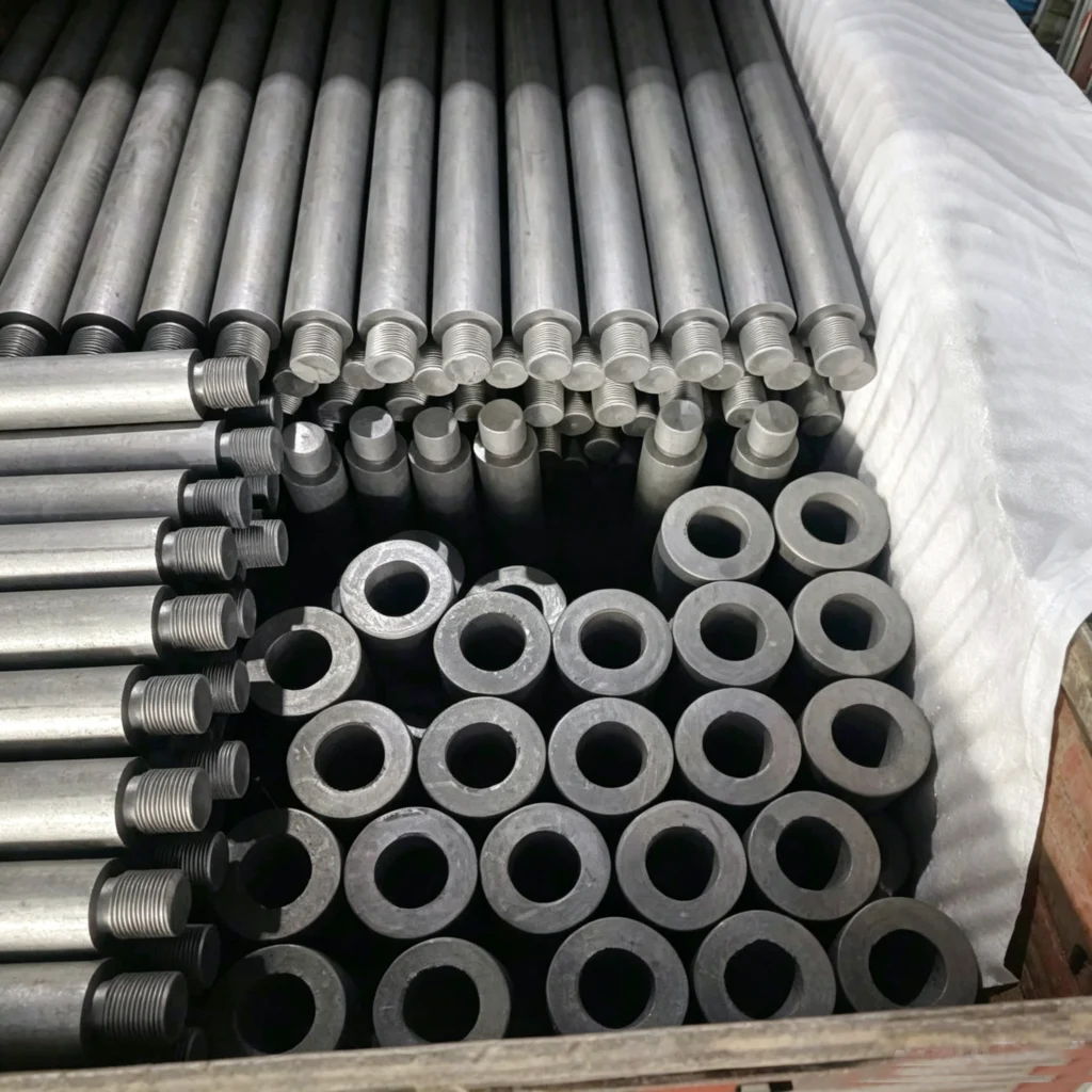 85 mm HP graphite electrodes packed for shipment from Qingdao Port