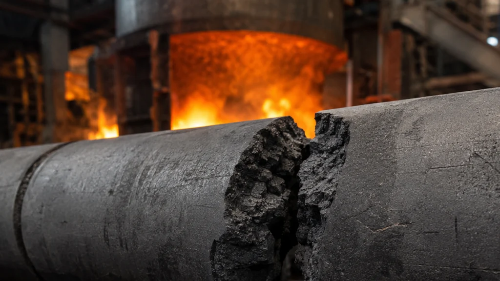 Tip splitting, surface spalling and end breakage are different failure patterns. Possible causes include localized arc heating, rapid thermal change, eccentric load, furnace contact or impact, pre-existing damage, joint or alignment problems, and material defects. Preserve the fracture pattern and event history before handling destroys evidence. Diagnose from location, surface, timeline and comparison pieces.