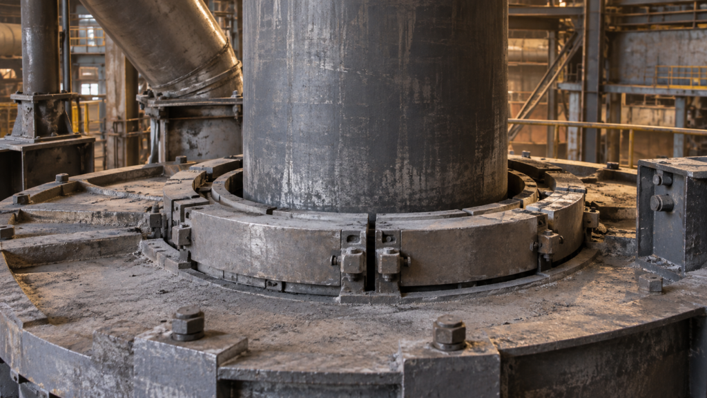 Electrode seal arrangement on a sealed submerged arc furnace, where the mechanical seal bears against the electrode casing as it passes through the furnace cover.