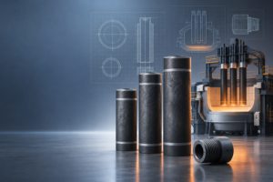 Small-diameter graphite electrodes prepared for furnace-fit review
